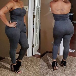 Strapless heather gray jumpsuit